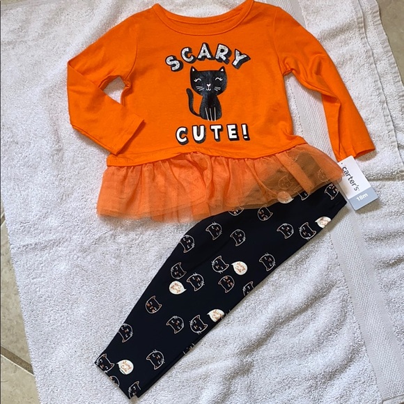 🎃 New Carter’s Halloween Scary & Cute Cat Top & Legging Set - Picture 3 of 11